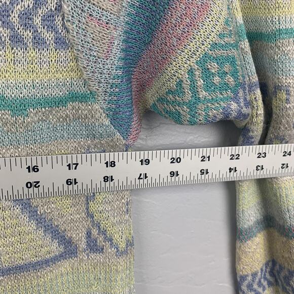 Vintage Bogner Sweater Womens Medium Pastel Geometric Knit Linen Cotton 80s - Picture 4 of 6